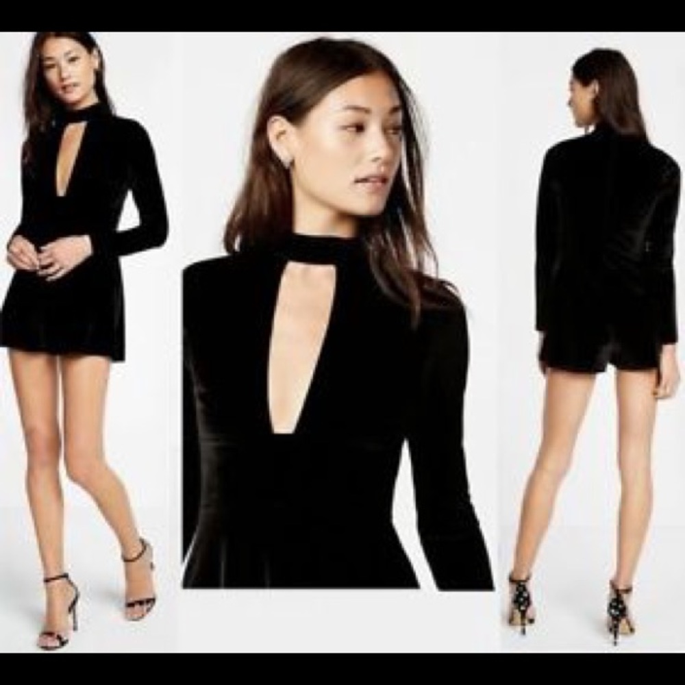 Express Black Velvet Romper